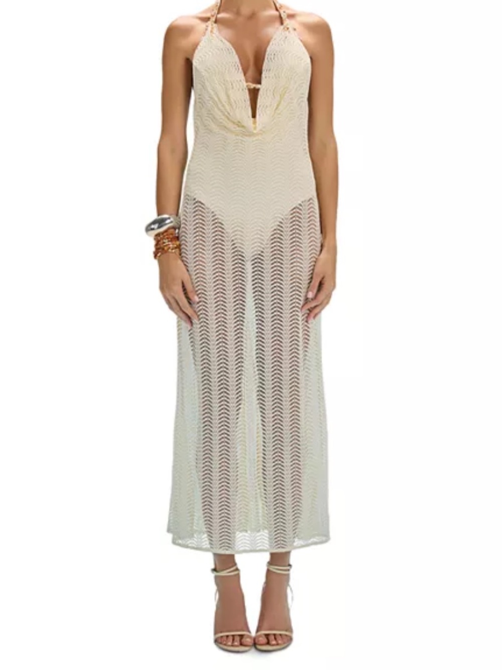 PatBO Wave Mesh Beach Cover Up Dress Small